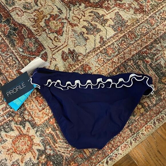 (NWT) Profile brand navy ruffle bikini bot… - Picture 2 of 4